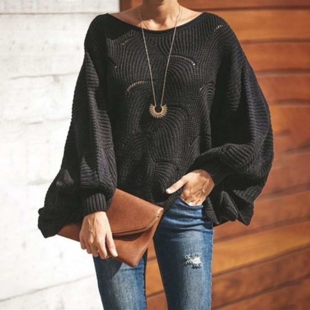 Women's Oversized Pointelle Knit Sweater
